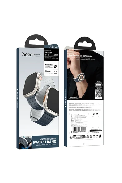 Hoco. Watch 38mm AS102 Silikon Kordon - Lacivert-Gri - Resim 10