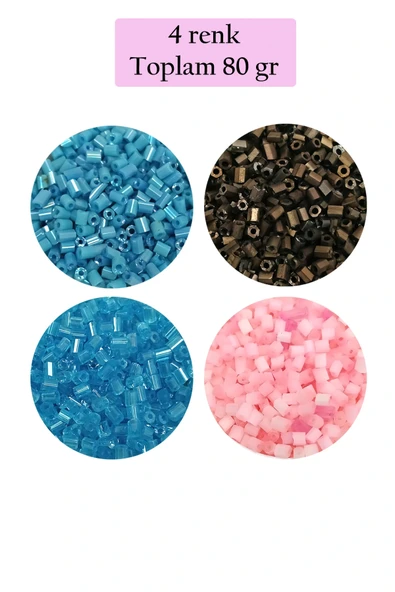 LitaeTrend Kesme Cam Boncuk 2mm - 4 Renk - Toplam 80 Gram - BNC446 ürün görseli 1