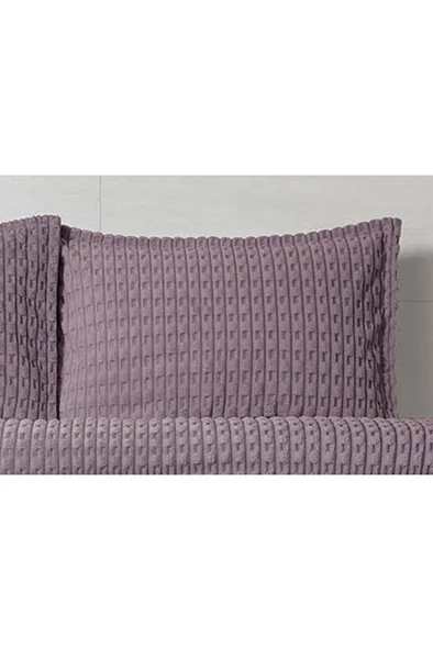 Modern Twist 3 Parça Çift Kişilik Battaniye Seti Kutulu 220x240 Mürdüm - Resim 3