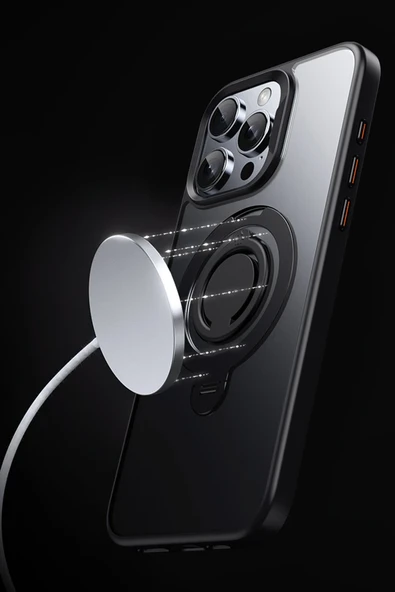 iPhone 16 Avatar 360 Dönen Magsafe Kapak - Siyah - Resim 3