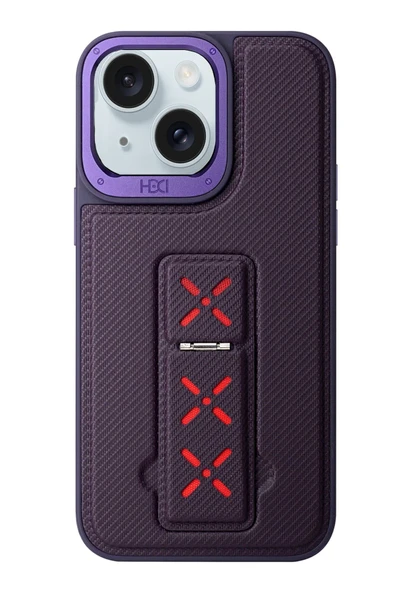 iPhone 15 HBC-248 Lima Standlı Kapak - Derin Mor ürün görseli 1