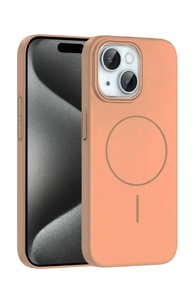 iPhone 15 Plus Broş Magsafe Kapak - Çöl Titanyum - Resim 3