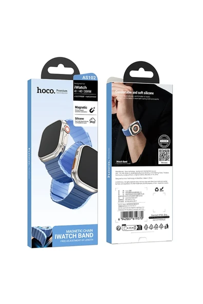 Hoco. Watch 38mm AS102 Silikon Kordon - Koyu Mavi-Açık Mavi - Resim 5