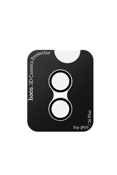 Hoco. iPhone 16 3D Metal Frame Kamera Lens - Siyah - Resim 3