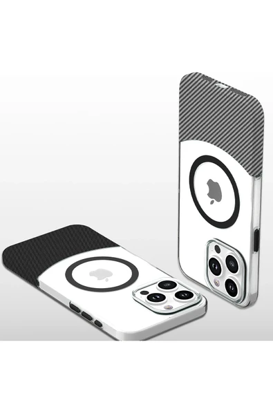iPhone 16 Plus Carbon Puzzle Magsafe Kapak - Siyah - Resim 2