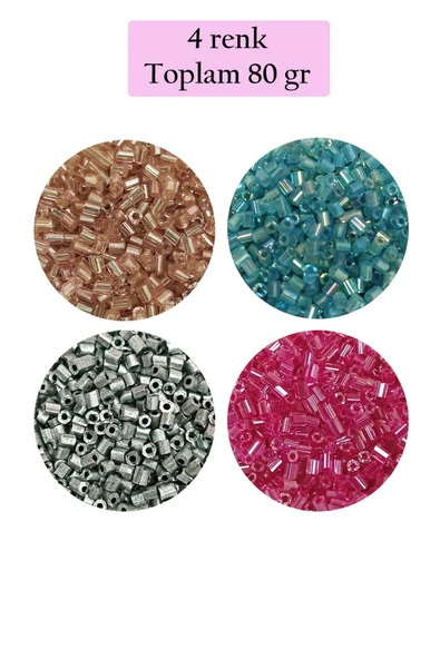 LitaeTrend Kesme Cam Boncuk 2mm - 4 Renk - Toplam 80 Gram - BNC442 ürün görseli 1
