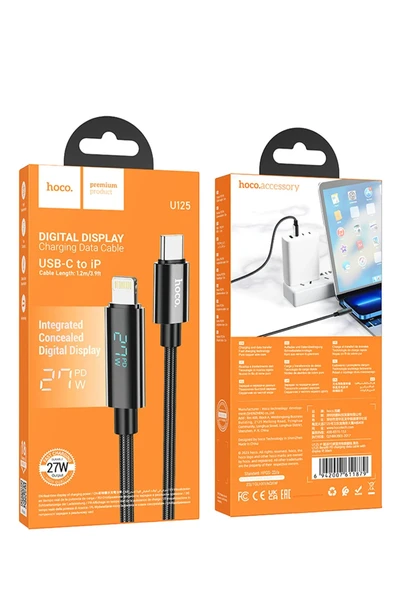 Hoco. U125 1.2M Benefit Type-C to Lightning Şarj Data Kablosu - Siyah - Resim 10