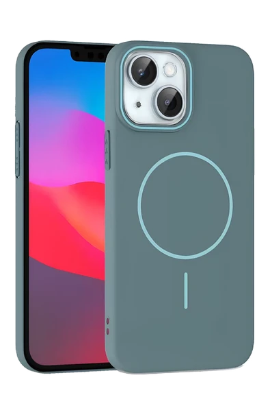 iPhone 15 Plus Broş Magsafe Kapak - Turkuaz - Resim 3