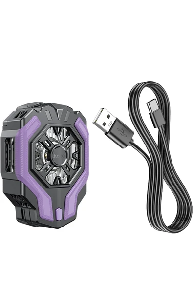 Hoco. GM26 Dijital Sıcaklık Göstergeli Radyatör Telefon Soğutucu Fan - Siyah-Mor - Resim 10