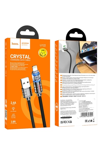 Hoco. U122 1.2M Lantern USB to Lightning Şarj Data Kablosu - Siyah - Resim 12