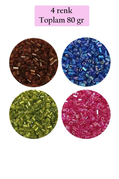 LitaeTrend Kesme Cam Boncuk 2mm - 4 Renk - Toplam 80 Gram - BNC445 ürün görseli 1