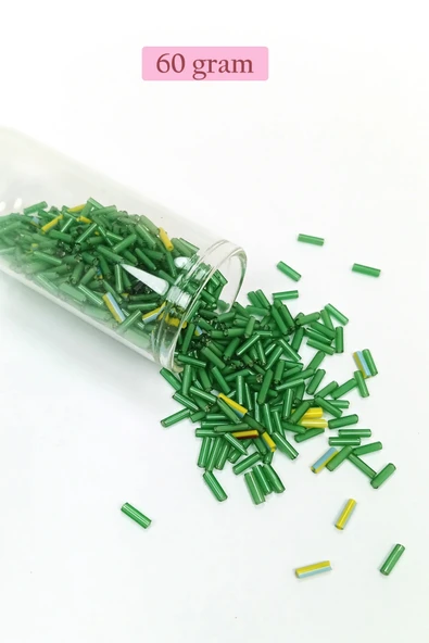 LitaeTrend Uzun Boru Kesme Boncuk Çap 2mm Uzunluk 10 mm - 60 Gram - Yeşil - BNC295 ürün görseli 1