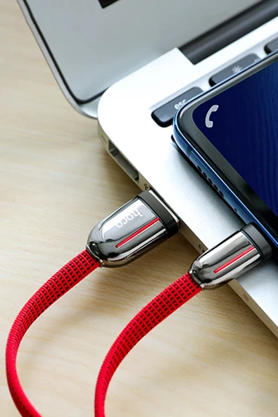 Hoco. U74 USB to Type-C Şarj Data Kablosu - Kırmızı - Resim 3