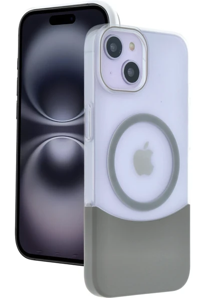 Apple iPhone 15 Velar Magsafe Kapak - Natural Grey - Resim 2