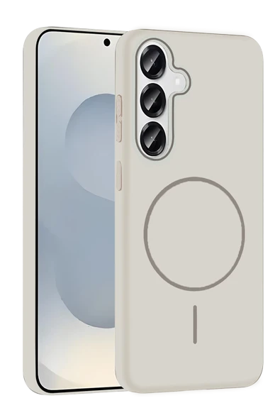 Samsung Galaxy S25 Broş Magsafe Kapak - Krem ürün görseli 1