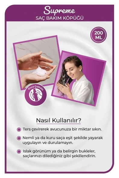 LitaeTrend Supreme Saç Köpük 200 ML - Nemlendirme - mrfs - Resim 3