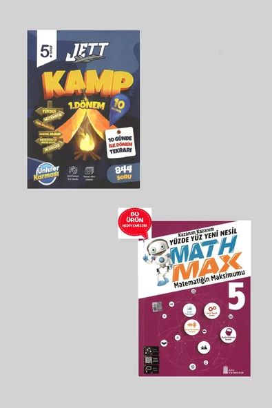 5.Sınıf Yeni 1.Dönem Jett Kamp Denemeleri 10 Günde İlk Dönem Tekrarı + Math Max Kitabı Hediyeli ürün görseli 1