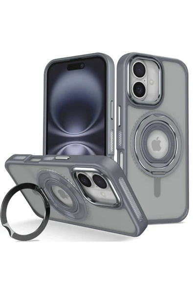 iPhone 16 Banza Magsafe Standlı Kapak - Titan Gri ürün görseli 1