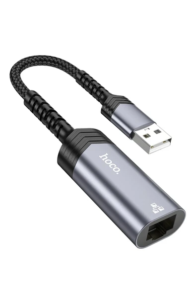 Hoco. UA26 Tak Çalıştır USB to RJ45 100 Mbps Ethernet Dönüştürücü - Gri ürün görseli 1