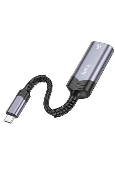 Hoco. UA26 Tak Çalıştır Type-C to RJ45 1000 Mbps Ethernet Dönüştürücü - Gri - Resim 8