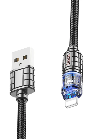 Hoco. U122 1.2M Lantern USB to Lightning Şarj Data Kablosu - Siyah - Resim 2