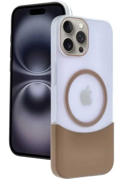 Apple iPhone 15 Pro Max Velar Magsafe Kapak - Çöl Titanyum - Resim 3