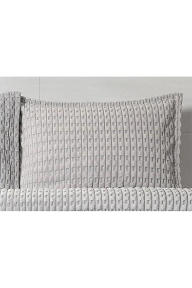 Modern Twist 3 Parça Çift Kişilik Battaniye Seti Kutulu 220x240 Açık Gri - Resim 3