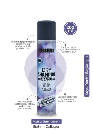 LitaeTrend Kuru Şampuan Biotin Collagen 200 ML - Koyu Renkli Saçlar - mrfs ürün görseli 1