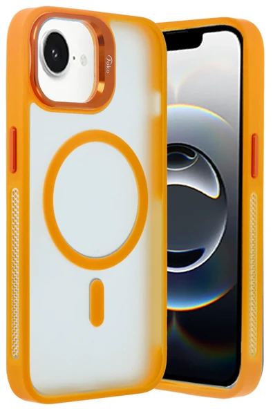 iPhone 16E Flet Lens Magsafe Kapak - Turuncu - Resim 3