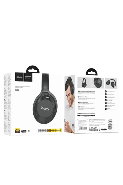 Hoco. W37 Aux Destekli Gürültü Engelleyicili Bluetooth Kablosuz Kulaklık - Siyah - Resim 8