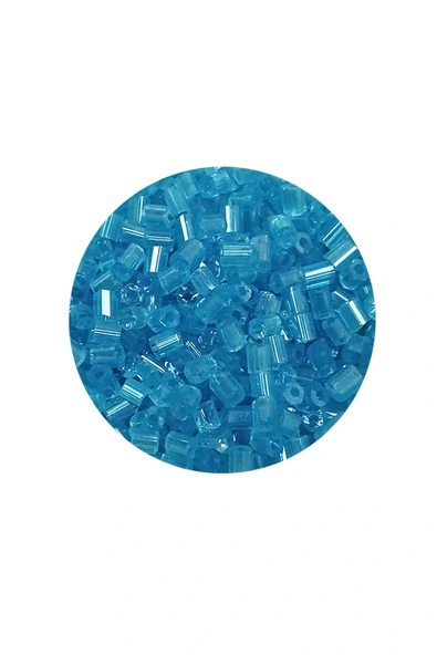 LitaeTrend Kesme Cam Boncuk 2mm - 20 Gram - Şeffaf Turguaz -BNC349 - Resim 2