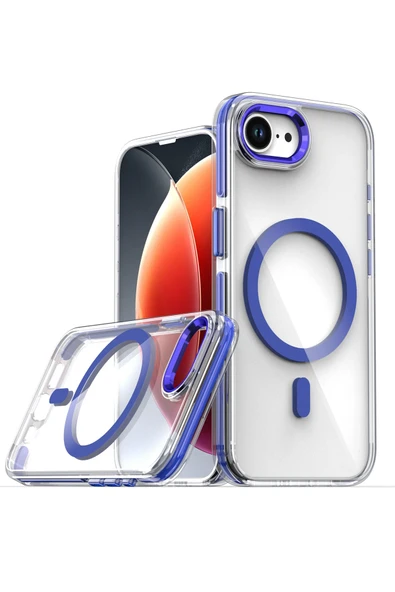 iPhone 16E Bella Magsafe Kapak - Mavi - Resim 4