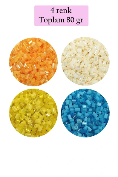 LitaeTrend Kesme Cam Boncuk 2mm - 4 Renk - Toplam 80 Gram - BNC443 ürün görseli 1