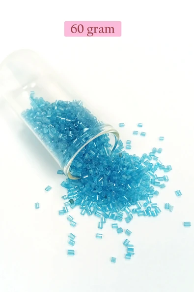 LitaeTrend Kesme Cam Boncuk 2mm - 60 Gram - Şeffaf Turguaz - BNC397 ürün görseli 1