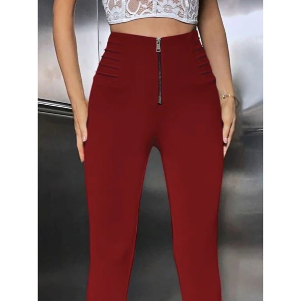 Lucky Life Kadın Yüksek Belli önden Fermuar Ve Nervur Detaylı Dalgıç Tayt ürün görseli 1