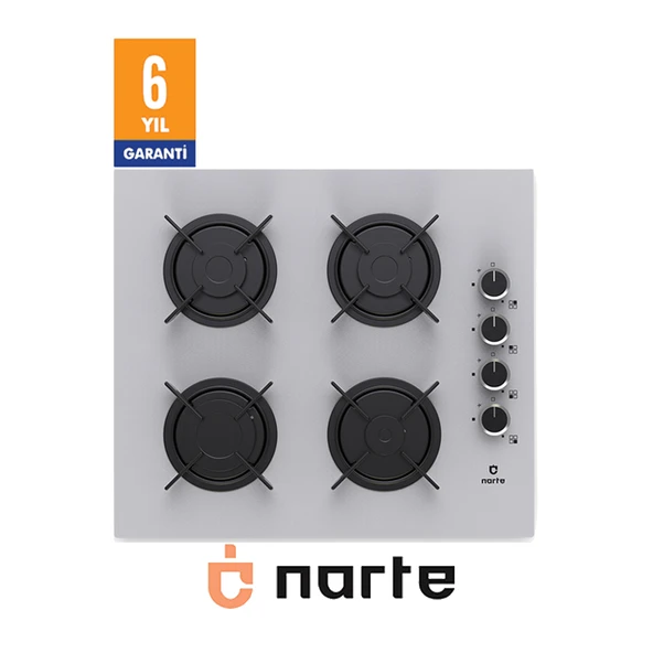 NARTE -CG20060W  Ankastre Beyaz Cam Ocak ,4 gözlü , 60 cm , 6 Yıl Garanti ürün görseli 1