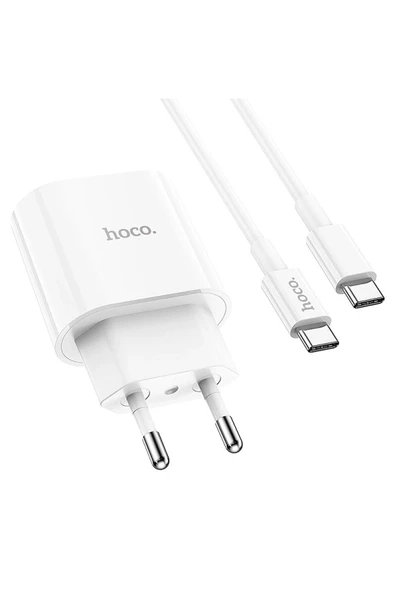 Hoco. C94A Metro 20W Type-C Çıkışlı Ekstra Type-C to Type-C Kablolu PD Hızlı Şarj Aleti - Beyaz ürün görseli 1