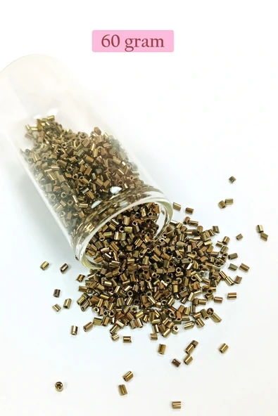 LitaeTrend Kesme Cam Boncuk 2mm - 60 Gram - Metalik Sarı - BNC390 ürün görseli 1