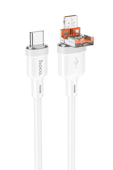 Hoco. U131 1.2M 2in1 USB ve Type-C to Type-C Şarj Data Kablosu - Beyaz - Resim 6