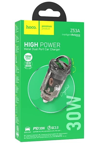 Hoco. Z53A PD 30W Type-C ve USB Çıkışlı Araç Şarjı - Siyah - Resim 12