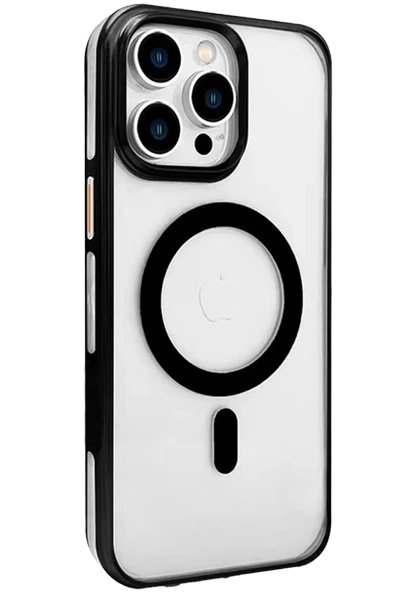 iPhone 15 Pro Gleam PC Sert Magsafe Kılıf - Şeffaf-Siyah ürün görseli 1