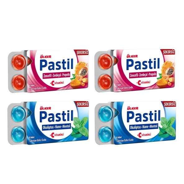 Ülker Pastil 8 li Tablet 4 lü Karma Paket Okaliptus & Zencefil ürün görseli 1