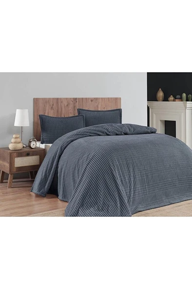 Modern Line 3 Parça Çift Kişilik Battaniye Seti Kutulu 220x240 Ocean - Resim 2