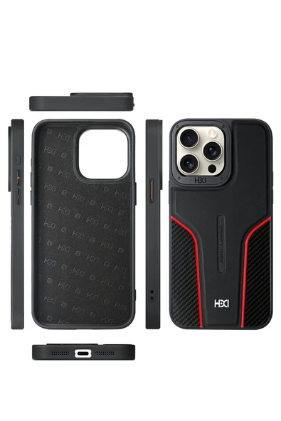 iPhone 11 HBC-264 Lambor Karbon Fiber Sport Kapak - Derin Mor - Resim 2