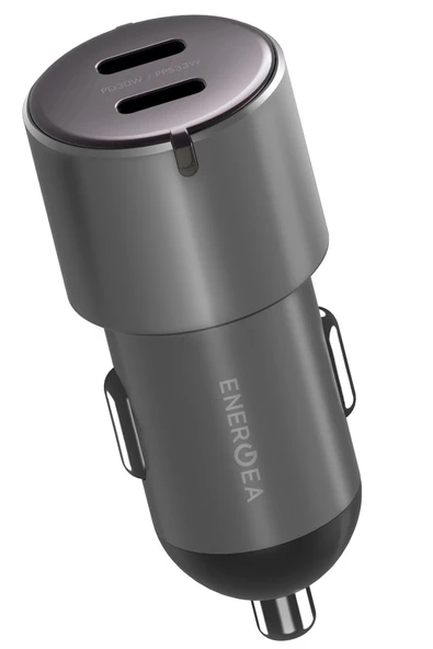 AluDrive D60 66W 2 Adet 33W Type-C Çıkışlı Alüminyum Araç İçi Şarj Aleti - Koyu Gri ürün görseli 1