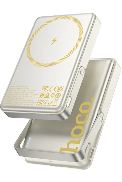 Hoco. Q36A Sunlight 10.000 mAh 20W Type-C ve 10W Kablosuz Şarj PD Magsafe Standlı Powerbank - Gold ürün görseli 1