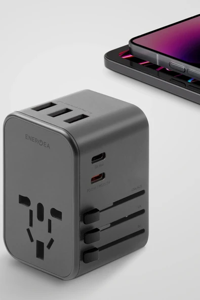 TravelWorld 35 Universal 35W Type-C 15W Type-C ve 12W USB Çıkışlı PD Hızlı Şarj Aleti - Koyu Gri - Resim 6