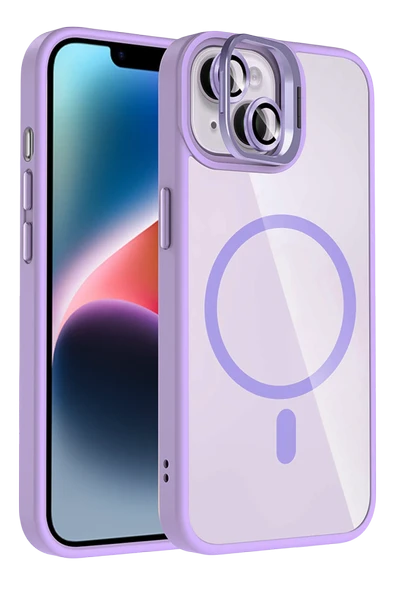 Apple iPhone 14 Remim Lensli Magsafe Standlı Kapak - Lila ürün görseli 1
