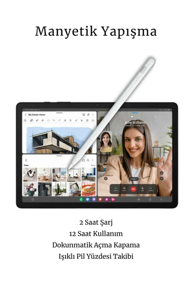 Galaxy A9 Plus Uyumlu 360 Tam Koruma Tablet Kılıfı  Dokunmatik Tablet Kalemi Kırılmaz Ekran Koruyucu - Resim 7