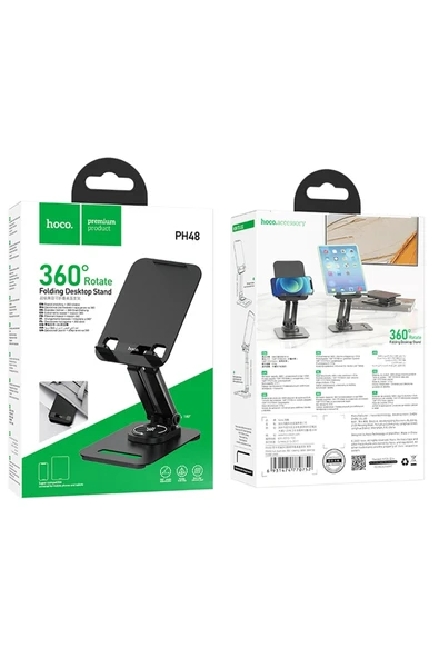 Hoco. PH48 360 Derece Ayarlanabilir Katlanabilir Masaüstü Telefon Tablet Tutucu - Siyah - Resim 12